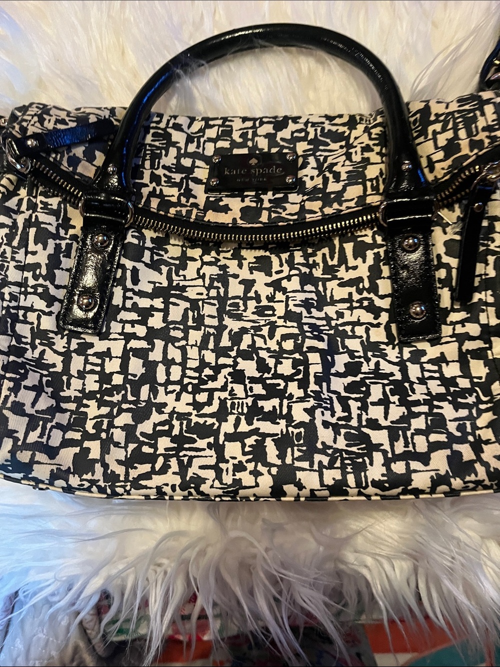 kate spade Black and White Abstract Print Satchel
